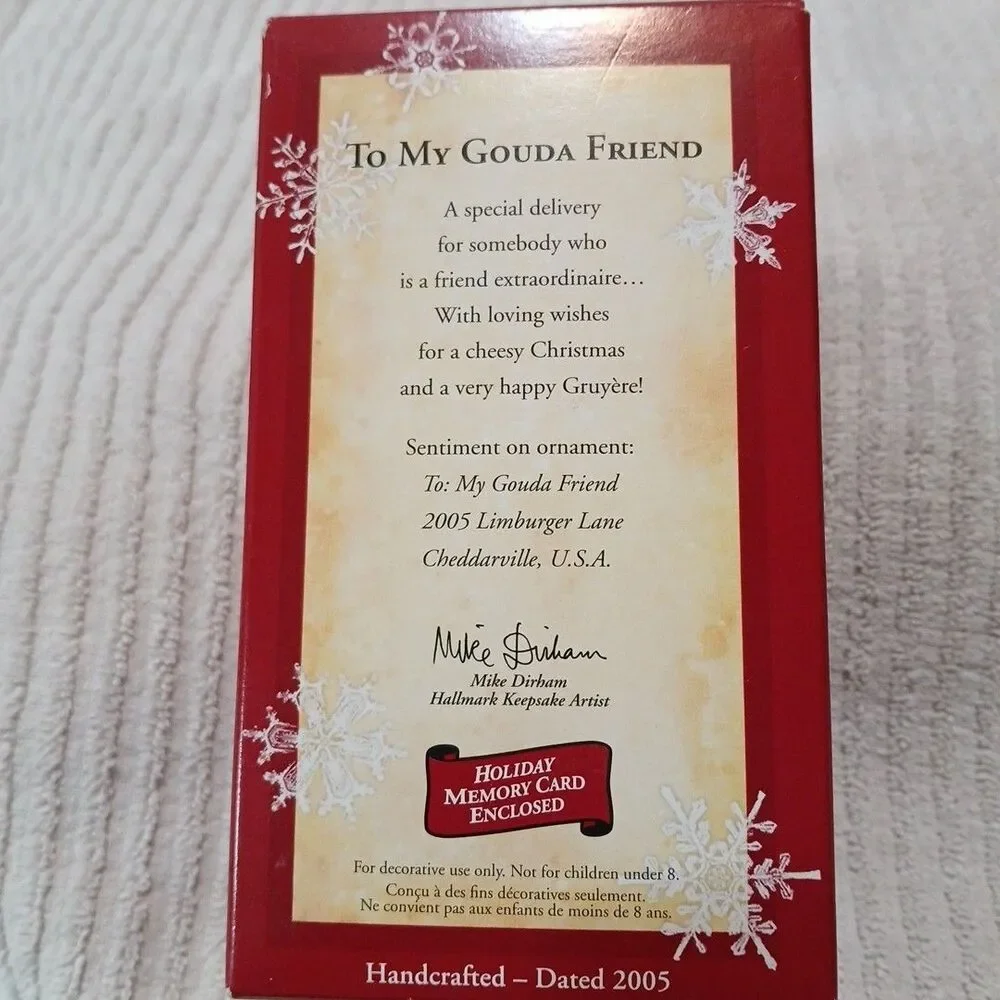 Lot Of 2 Vintage Hallmark Keepsake Ornaments To My GOUDA FRIEND/LIGHT OF LOVE